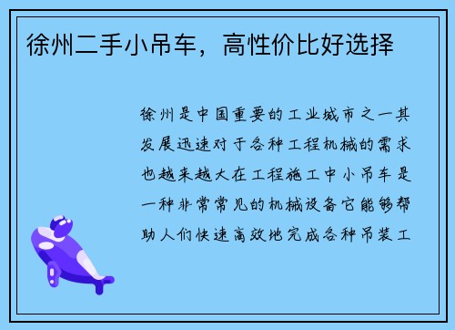 徐州二手小吊车，高性价比好选择